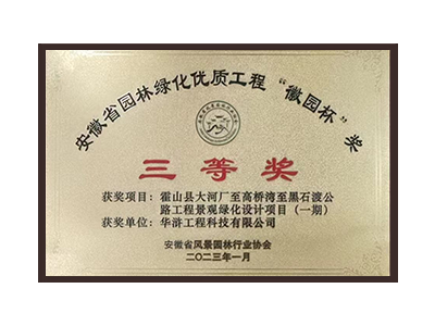 六安荣获2022年度“徽林杯”奖三等奖